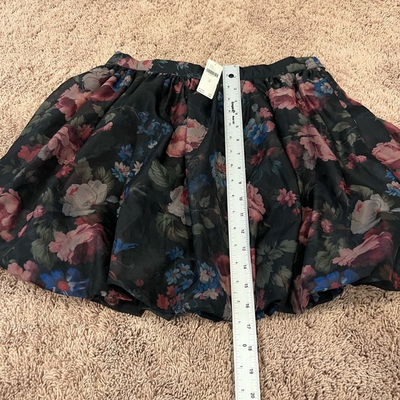 NWT new medium Anthropologie bubble skirt black floral pattern pockets elastic - Picture 13 of 15